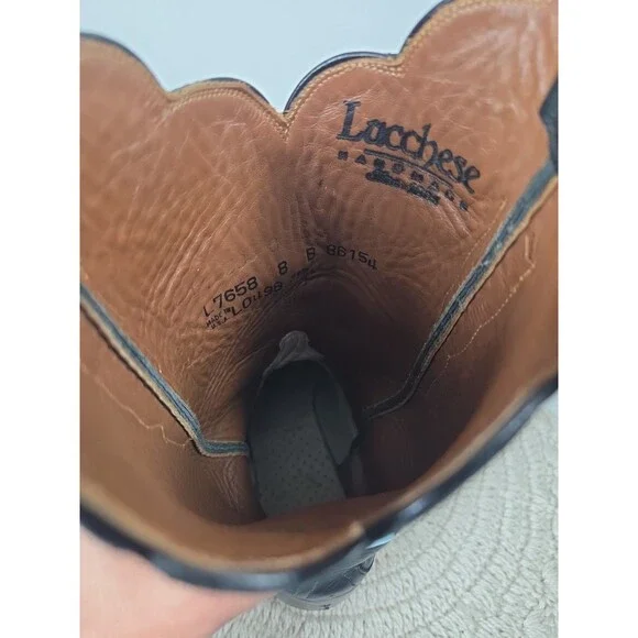 Lucchese Handmade 1883 Women's 8B Black Scalloped Cowboy Boots Western Rodeo EUC - Picture 6 of 16